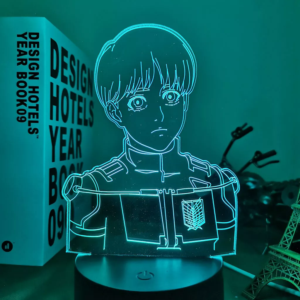 1193142048 Luminária Attack On Titan Anime Luz led do anime lâmpada 3d arlinerte para decoração de quarto, luz noturna para crianças, presente de aniversário, mangá, shdobrável