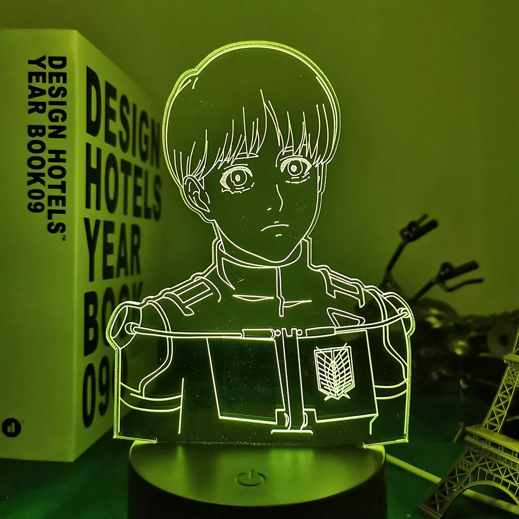 1204629944 Luminária Attack On Titan Anime Luz led do anime lâmpada 3d arlinerte para decoração de quarto, luz noturna para crianças, presente de aniversário, mangá, shdobrável