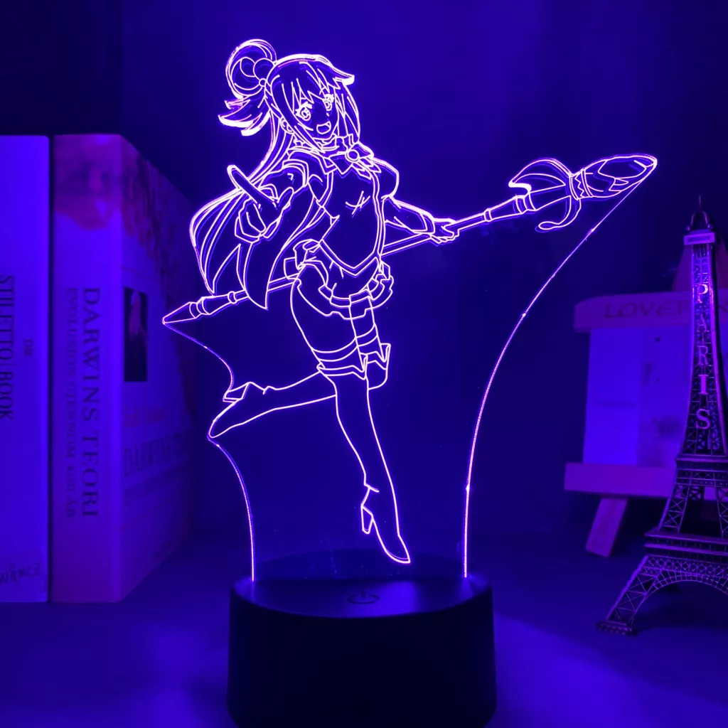 1238934737 Luminária Konosuba Aqua Anime led para decoração, lâmpada noturna para quarto, led, presente de aniversário, novo, konosuba