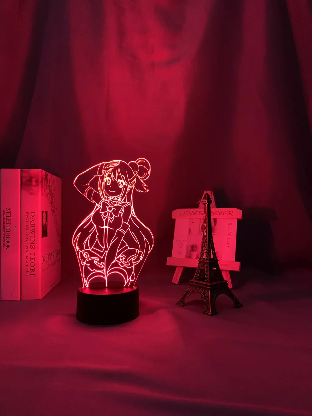 Luminária Konosuba Anime aqua luz noturna, para decoração de quarto, para crianças, presente de dia das bruxas, mesa de sala, acrílico 1