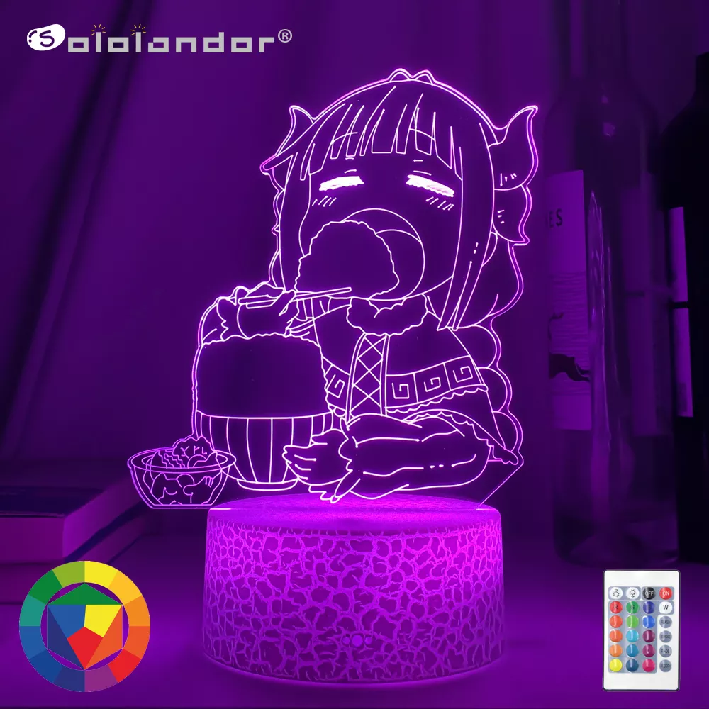 Luminária Miss Kobayashi Dragon Maid Anime lâmpada led para o quarto do miúdo decoração presente de aniversário cor em mudança 3d luz manga dragão empregada doméstica 1