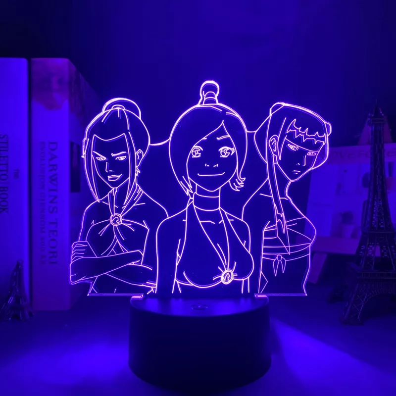 1278718208 Luminária Avatar luz noturna led acrílica de avatar, a lenda de aang para crianças, quarto de criança, decoração de noite, avatar, ty lee, lâmpada 3d de presente