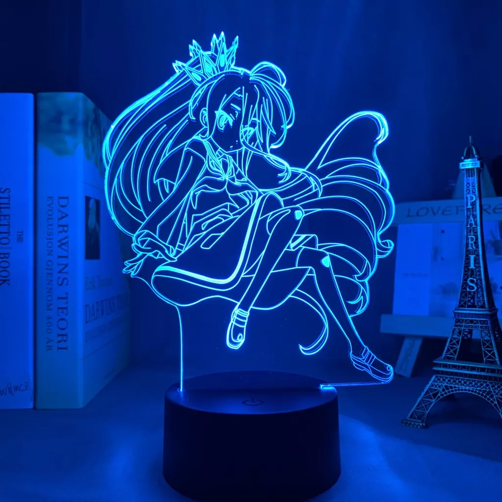 Luminária Anime No Game No Life lâmpada luz noturna, dispositivo sem jogos de anime e camiseta com luz led para decoração de quarto ou presente de aniversário 2