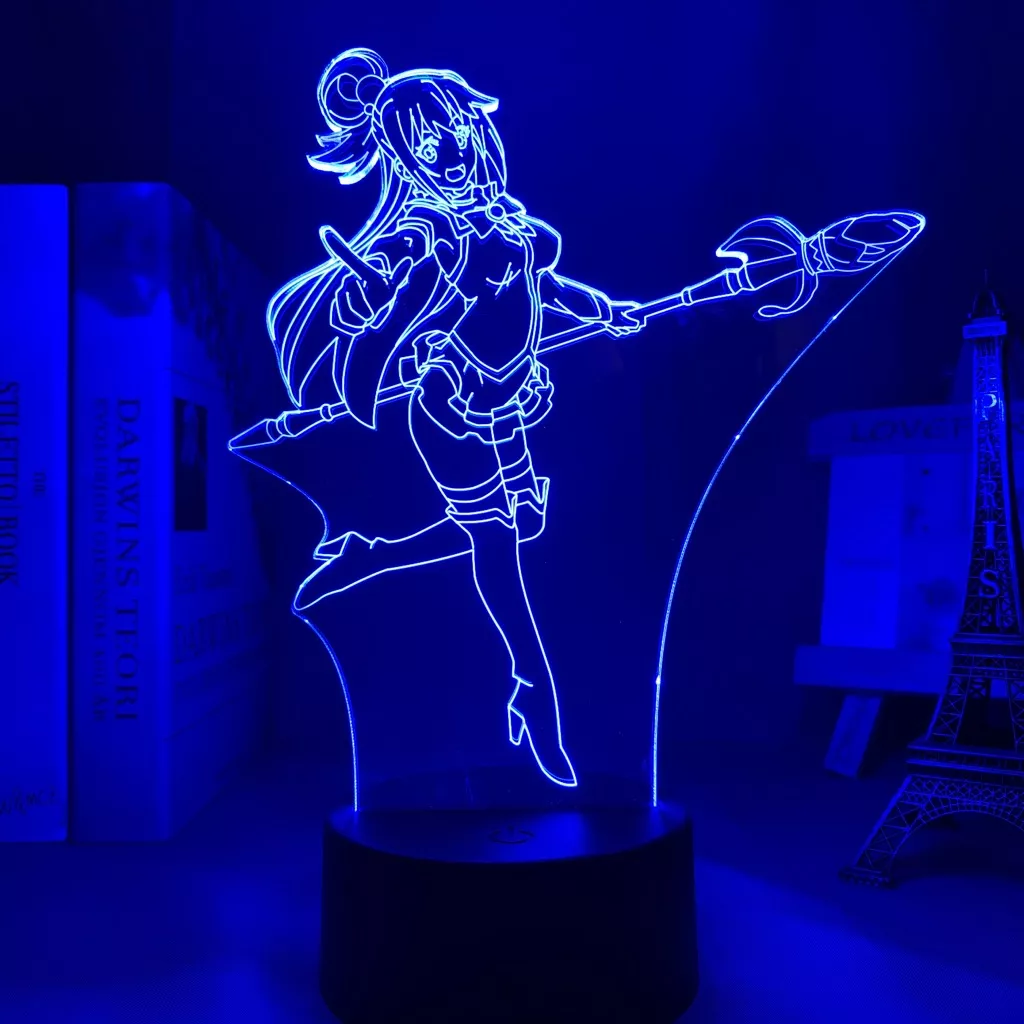 1305013719 Luminária Konosuba Aqua Anime led para decoração, lâmpada noturna para quarto, led, presente de aniversário, novo, konosuba