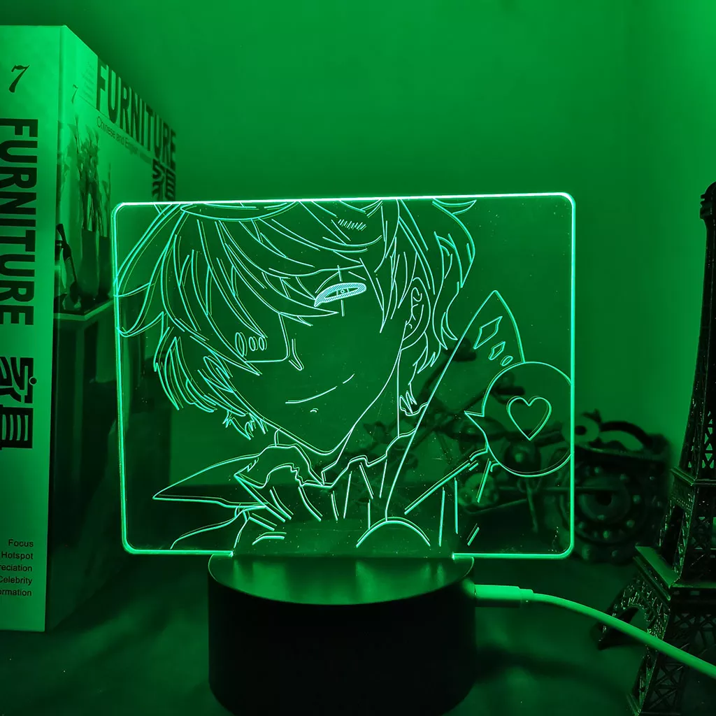 1307092315 Luminária Bungo Stray Dogs Anime 3d com luz de anime, cães bungo stray serve para crianças, quarto, decoração, noite, mangá, presente, lâmpada de mesa, cães de rua