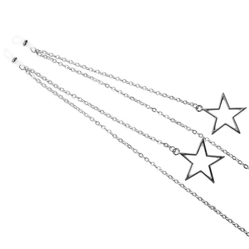 1325114228 Óculos cordão feminino com pingente de estrela, cordão de óculos de sol para leitura, cordão com suporte de pescoço