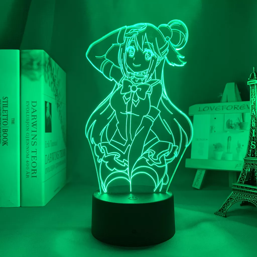 1366747146 Luminária Konosuba Anime aqua luz noturna, para decoração de quarto, para crianças, presente de dia das bruxas, mesa de sala, acrílico