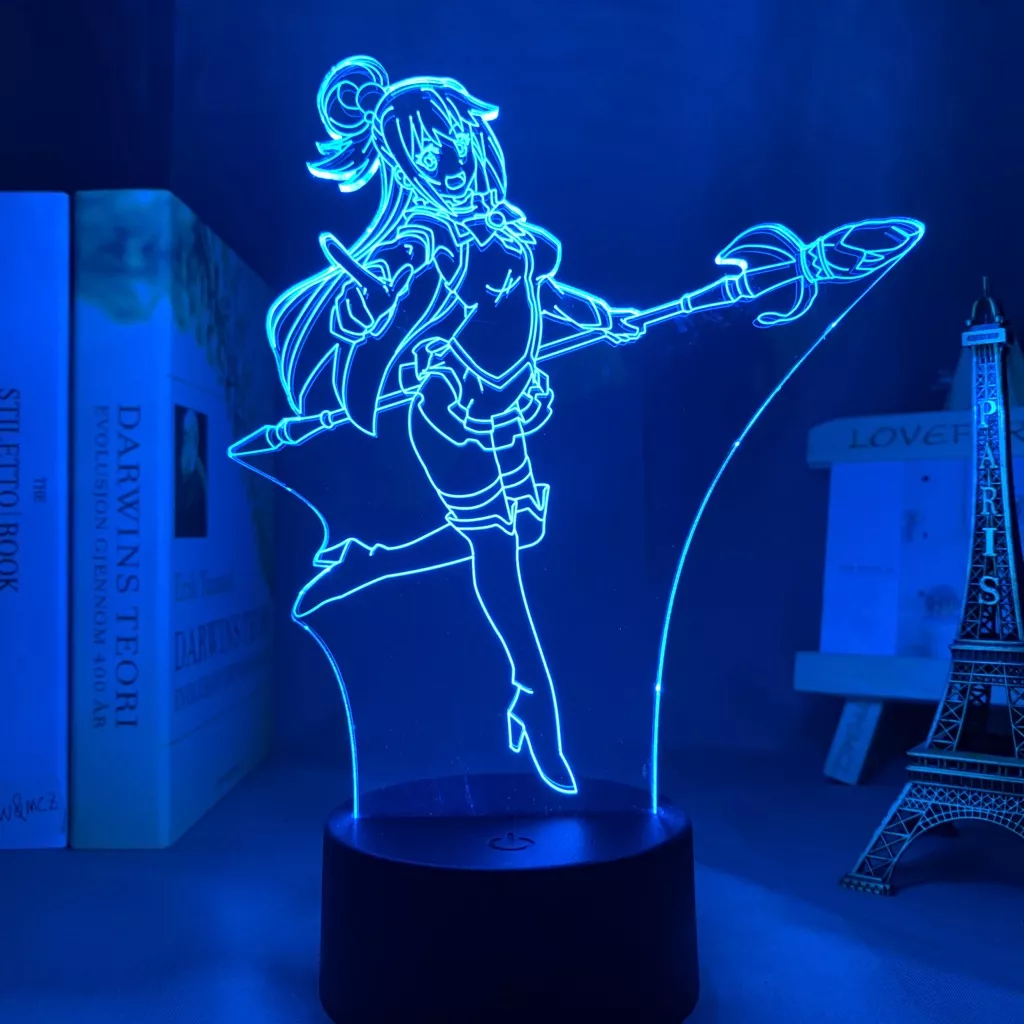Luminária Konosuba Aqua Anime led para decoração, lâmpada noturna para quarto, led, presente de aniversário, novo, konosuba 1