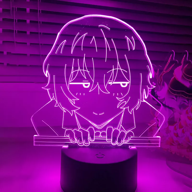 1384253306 Luminária Bungo Stray Dogs Anime ostamanho dazai, lâmpada para decoração de quarto, acessório para presente de aniversário, luz noturna, anime, luz neon