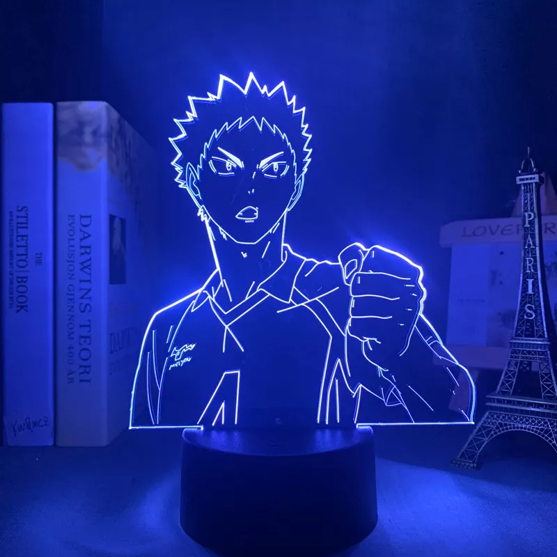 1384804587 Luminária Haikyuu Anime Luz noturna para decoração de quarto, lâmpada 3d para crianças, presente de aniversário, anime haikyuu hadiwaizumi