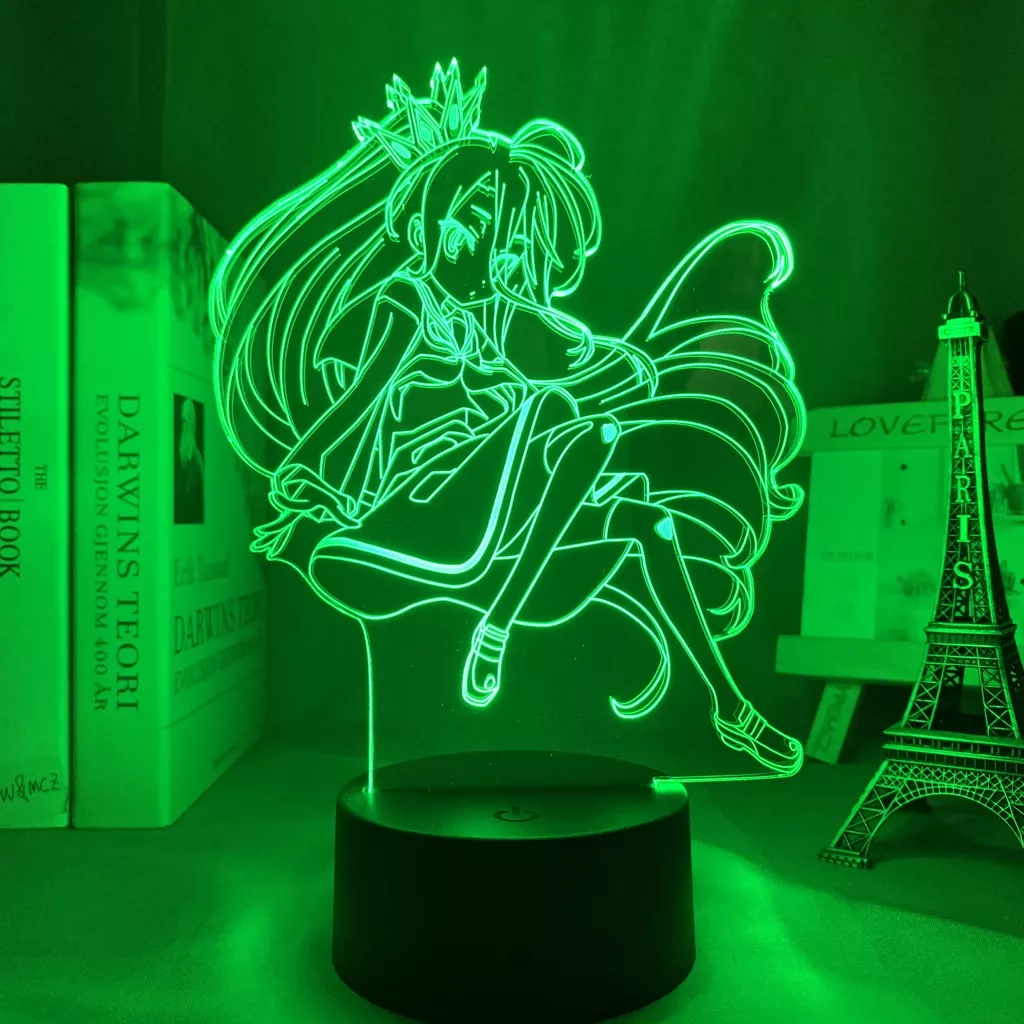 1384919714 Luminária Anime No Game No Life lâmpada luz noturna, dispositivo sem jogos de anime e camiseta com luz led para decoração de quarto ou presente de aniversário