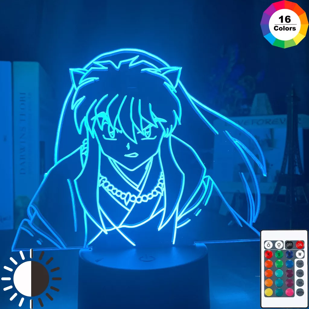 Luminária Inuyasha Anime bonecos noturnos led mangá, lâmpada led para decoração de quarto infantil, luz noturna que muda de cor, lâmpada de mesa usb para presente para crianças 1