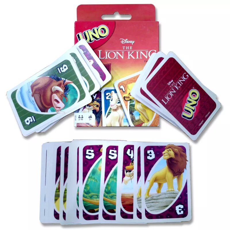 Uno disney o rei leão família engraçado entretenimento jogo de tabuleiro divertido jogando cartões crianças brinquedos jogo de cartão para crianças presentes de aniversário 6