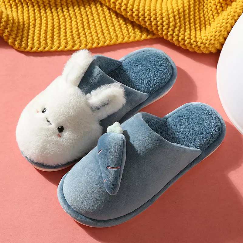 1459481633 Pantufa de inverno chinelos de pele quente sapatos de algodão bonito adorável dos desenhos animados coelho interior quarto feminino amantes das senhoras dos homens corrediças peludas