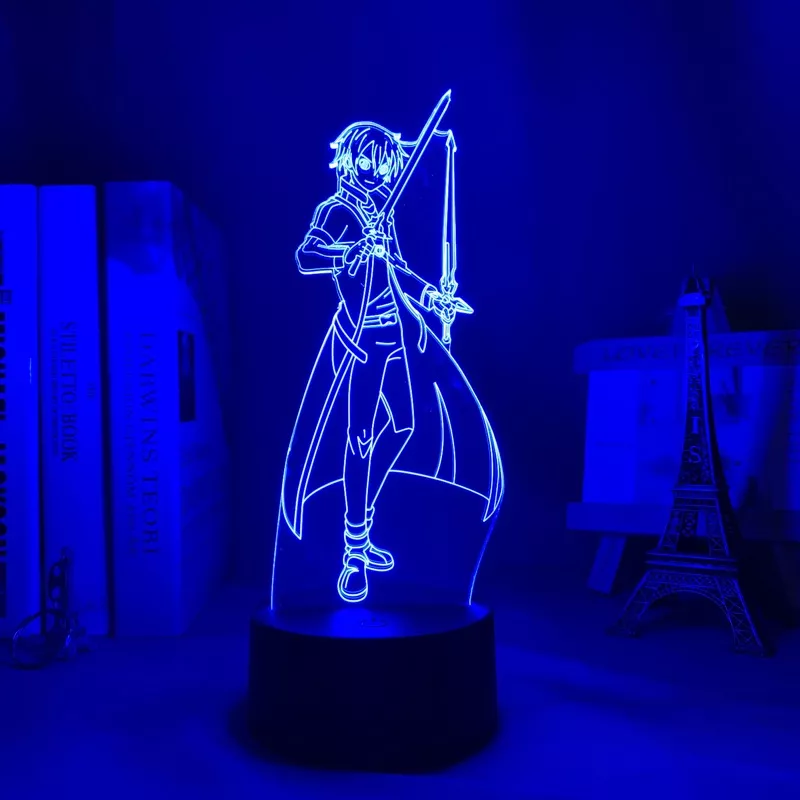 1464841579 Luminária Sword Art Online Anime led para noite, anime, arte online, kirito, decoração para quarto, presente, colorido, luz de noite, mangá, lâmpada 3d, kazuto, kirisaya
