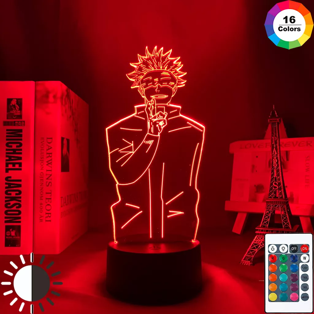 Luminária Jujutsu Kaisen Anime lâmpada noturna led para decoração do quarto, luz noturna led para decoração de aniversário satsuper gojo 1