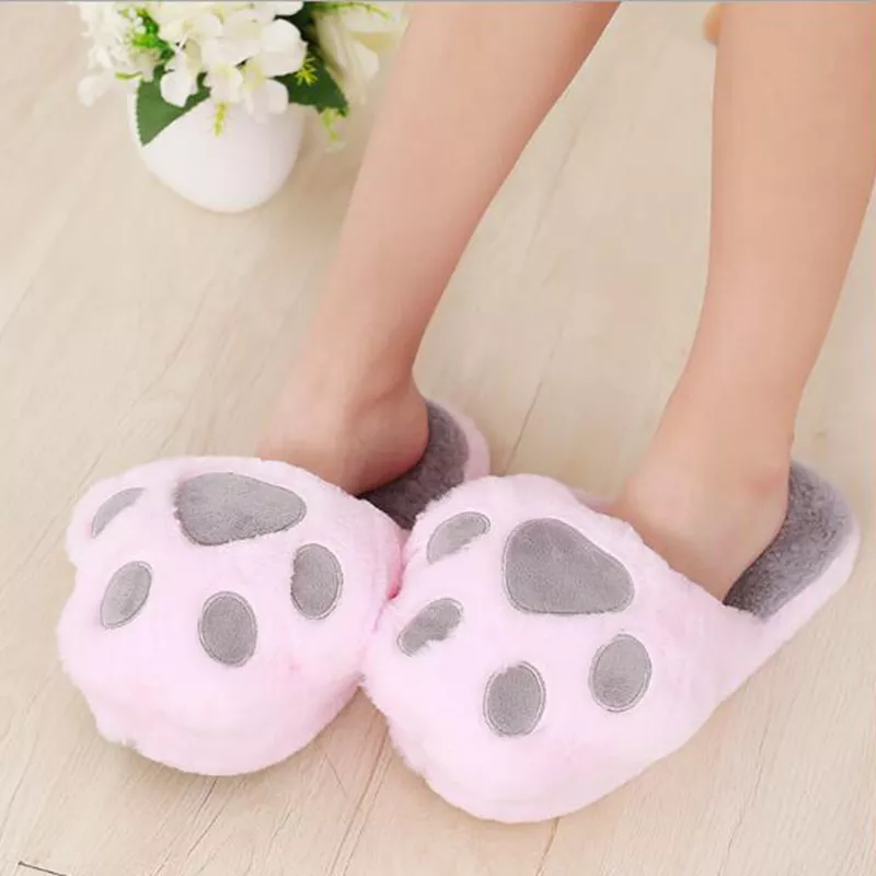 1518148910 Pantufa gato pata chinelos de casa unissex meninas, pantufas de inverno fofas de gatinho com garras de gato de desenho animado