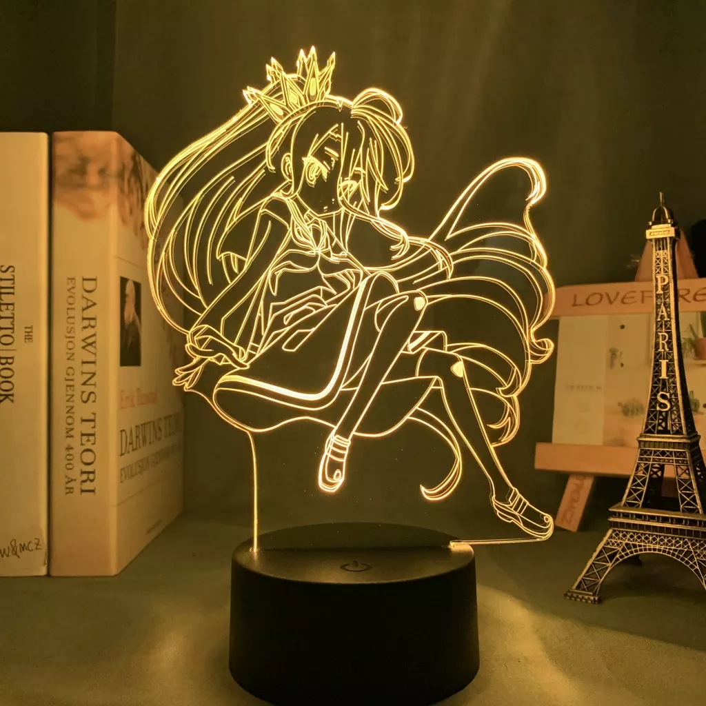 Luminária Anime No Game No Life lâmpada luz noturna, dispositivo sem jogos de anime e camiseta com luz led para decoração de quarto ou presente de aniversário 1