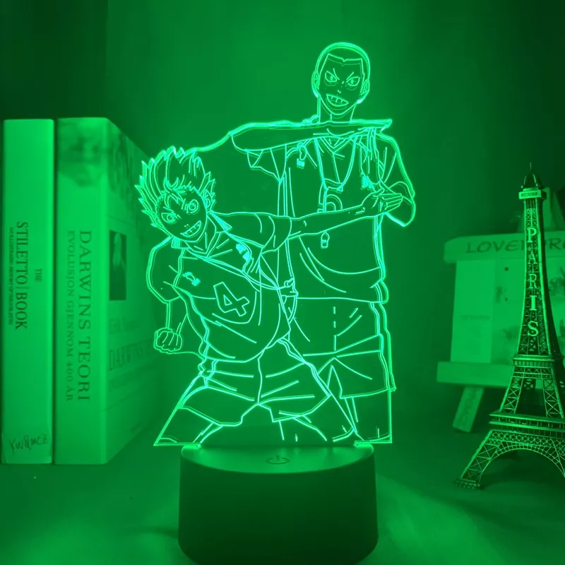 1528501338 Luminária Haikyuu Anime lâmpada 3d luz para decoração de quarto infantil, luz noturna para presente de aniversário e mangá