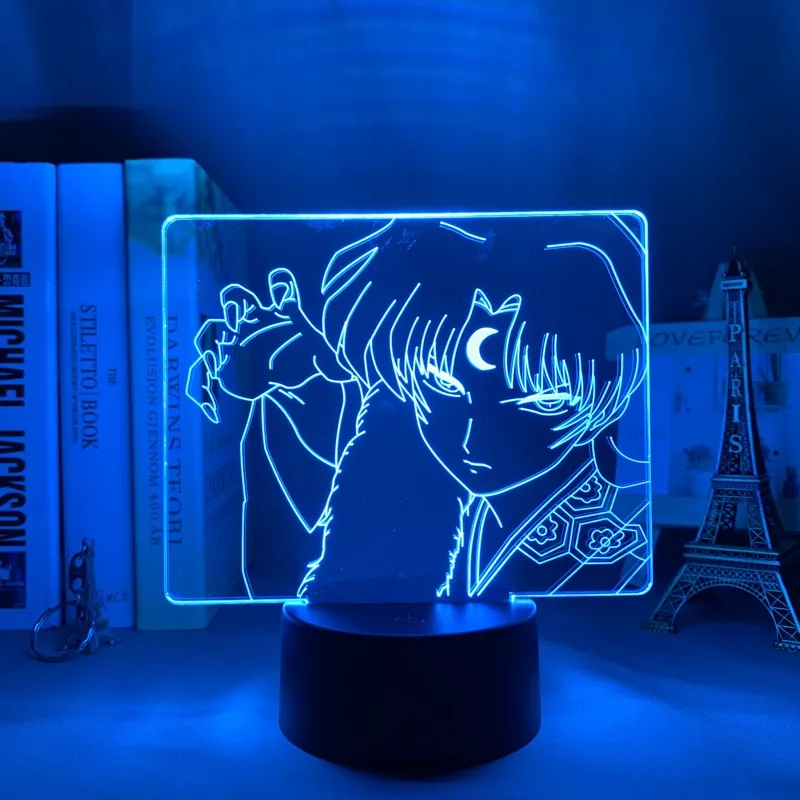 Luminária Inuyasha Anime zoshomaru led luz noturna para quarto, luz noturna para decoração de quarto, lâmpada 3d de animê com luz para presente 2