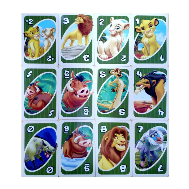 Uno disney o rei leão família engraçado entretenimento jogo de tabuleiro divertido jogando cartões crianças brinquedos jogo de cartão para crianças presentes de aniversário 4