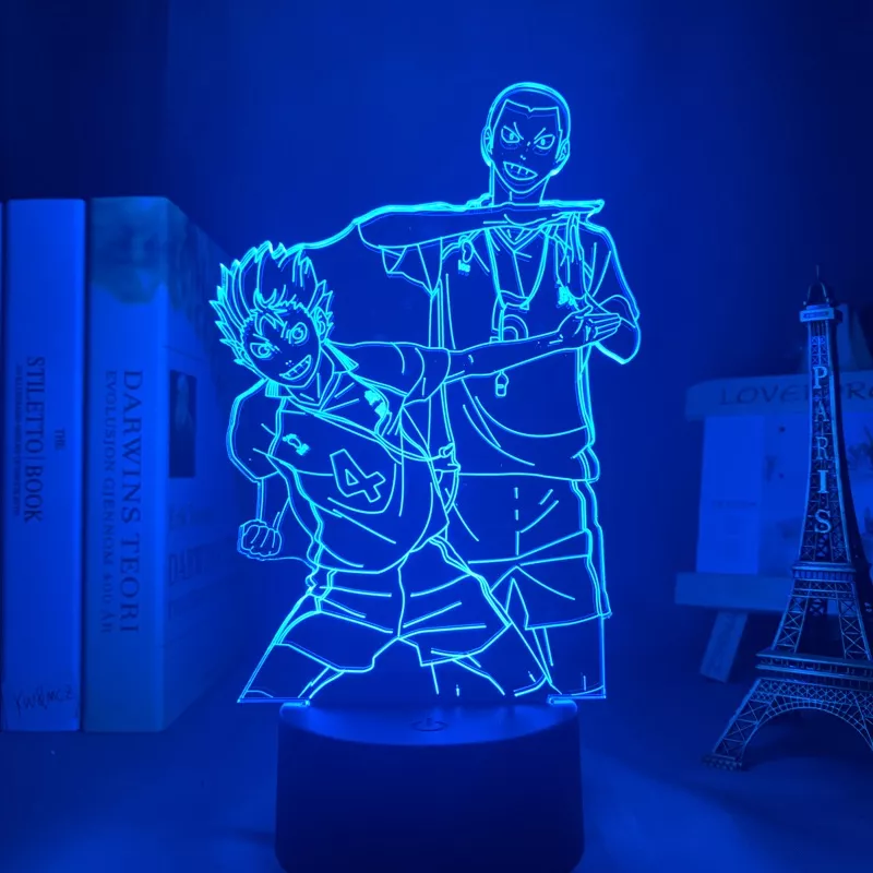 Luminária Haikyuu Anime lâmpada 3d luz para decoração de quarto infantil, luz noturna para presente de aniversário e mangá 2