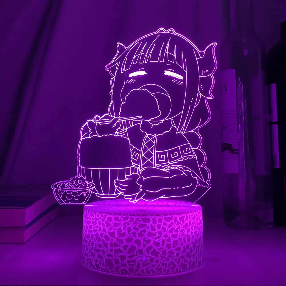 1656101259 Luminária Miss Kobayashi Dragon Maid Anime lâmpada led para o quarto do miúdo decoração presente de aniversário cor em mudança 3d luz manga dragão empregada doméstica