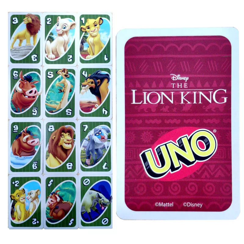 Uno disney o rei leão família engraçado entretenimento jogo de tabuleiro divertido jogando cartões crianças brinquedos jogo de cartão para crianças presentes de aniversário 1