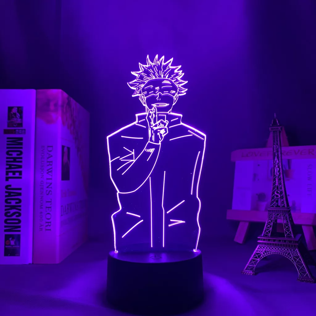 1711961649 Luminária Jujutsu Kaisen Anime lâmpada noturna led para decoração do quarto, luz noturna led para decoração de aniversário satsuper gojo