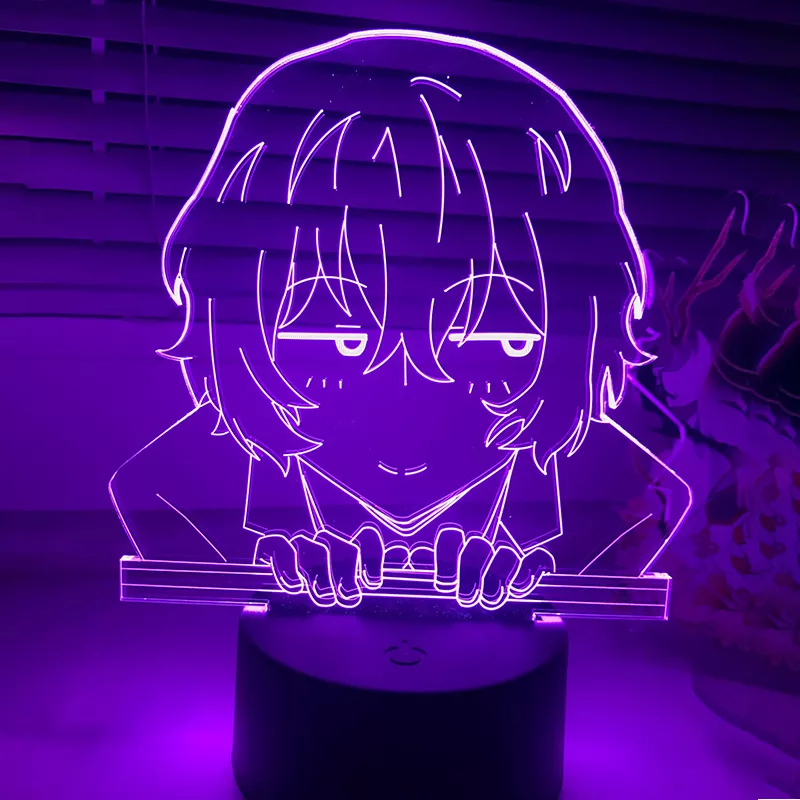 1733782324 Luminária Bungo Stray Dogs Anime ostamanho dazai, lâmpada para decoração de quarto, acessório para presente de aniversário, luz noturna, anime, luz neon