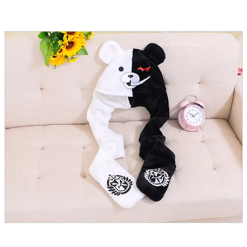 Touca gorro Danganronpa anronpa monokuma, pelúcia de coelho, cachecol, luvas, touca para mulheres/crianças/meninas 1