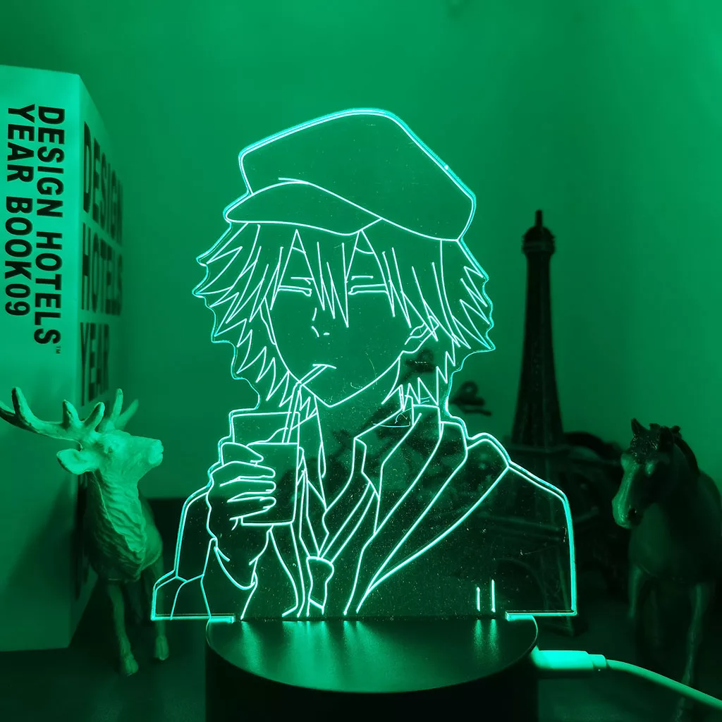 1808715215 Luminária Bungo Stray Dogs Anime Bandeja de led para decoração de quarto, candeeiro de mesa 3d para decoração de quarto e presente de aniversário