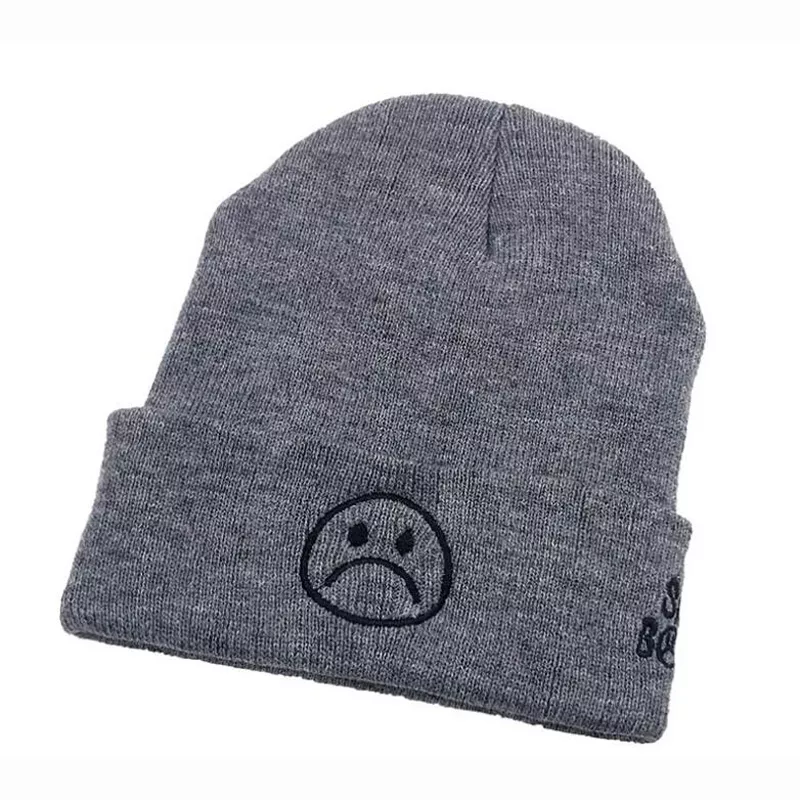 1813899761 Novo gorro bordado lil peep branco e preto., boné de malha tricotada masculino e feminino de hip hop quente para outono e inverno.