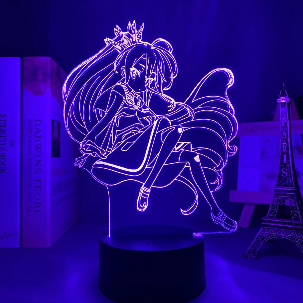 1824453976 Luminária Anime No Game No Life lâmpada luz noturna, dispositivo sem jogos de anime e camiseta com luz led para decoração de quarto ou presente de aniversário