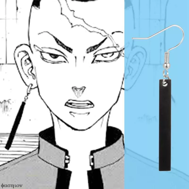Brinco Anime Tokyo Revengers izana kurokawa brincos pretos cosplay pingente orelha gancho balançar brincos jóias acessórios para mulher 1