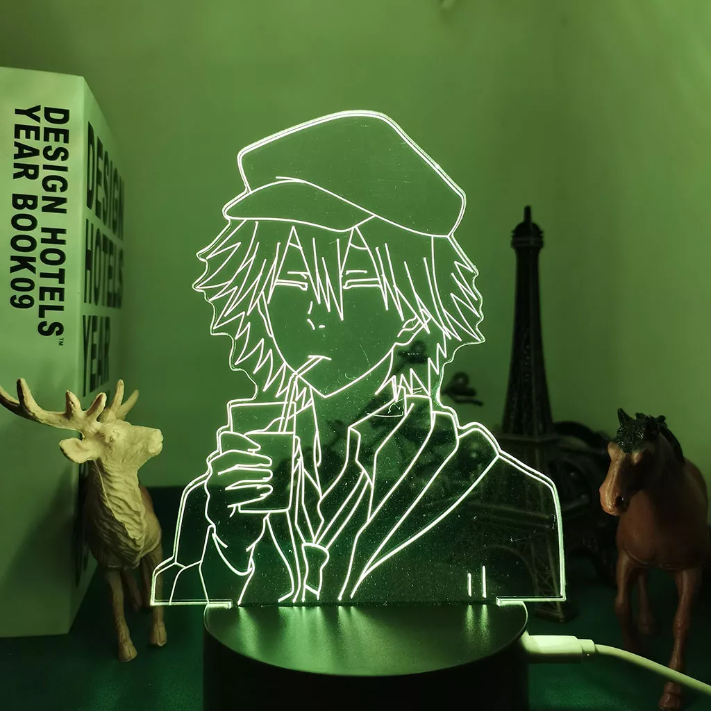 1866353154 Luminária Bungo Stray Dogs Anime Bandeja de led para decoração de quarto, candeeiro de mesa 3d para decoração de quarto e presente de aniversário