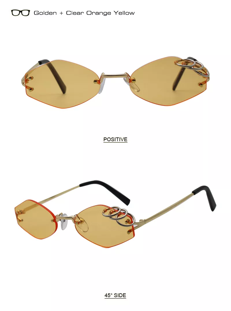 189478290 Óculos de sol decorativo sem aro de ferro, óculos retro masculino verde escuro uv400