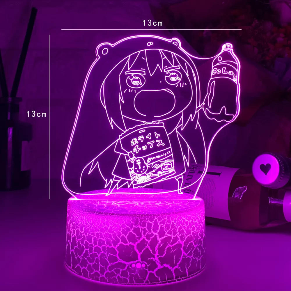 Luminária Himouto Umaru-Chan acrílico 3d lâmpada anime decoração do quarto luz da noite crianças presente de aniversário quarto mesa luz led manga himouto 1