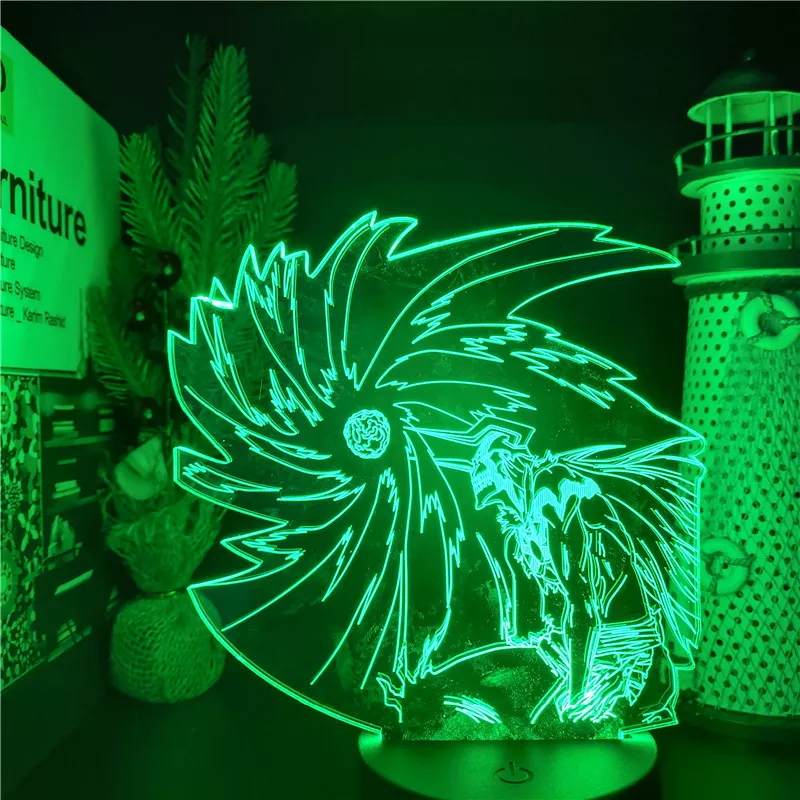 1924376733 Luminária Bleach Anime lâmpada led noturna kurosaki ichban kai 3d, lâmpada de mesa para decoração da casa