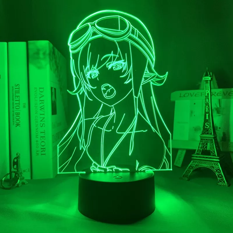 1937459463 Luminária Bakemonogatari Anime luz noturna led anime para decoração de quarto, shinobu ishino luz noturna colorida manga 3d