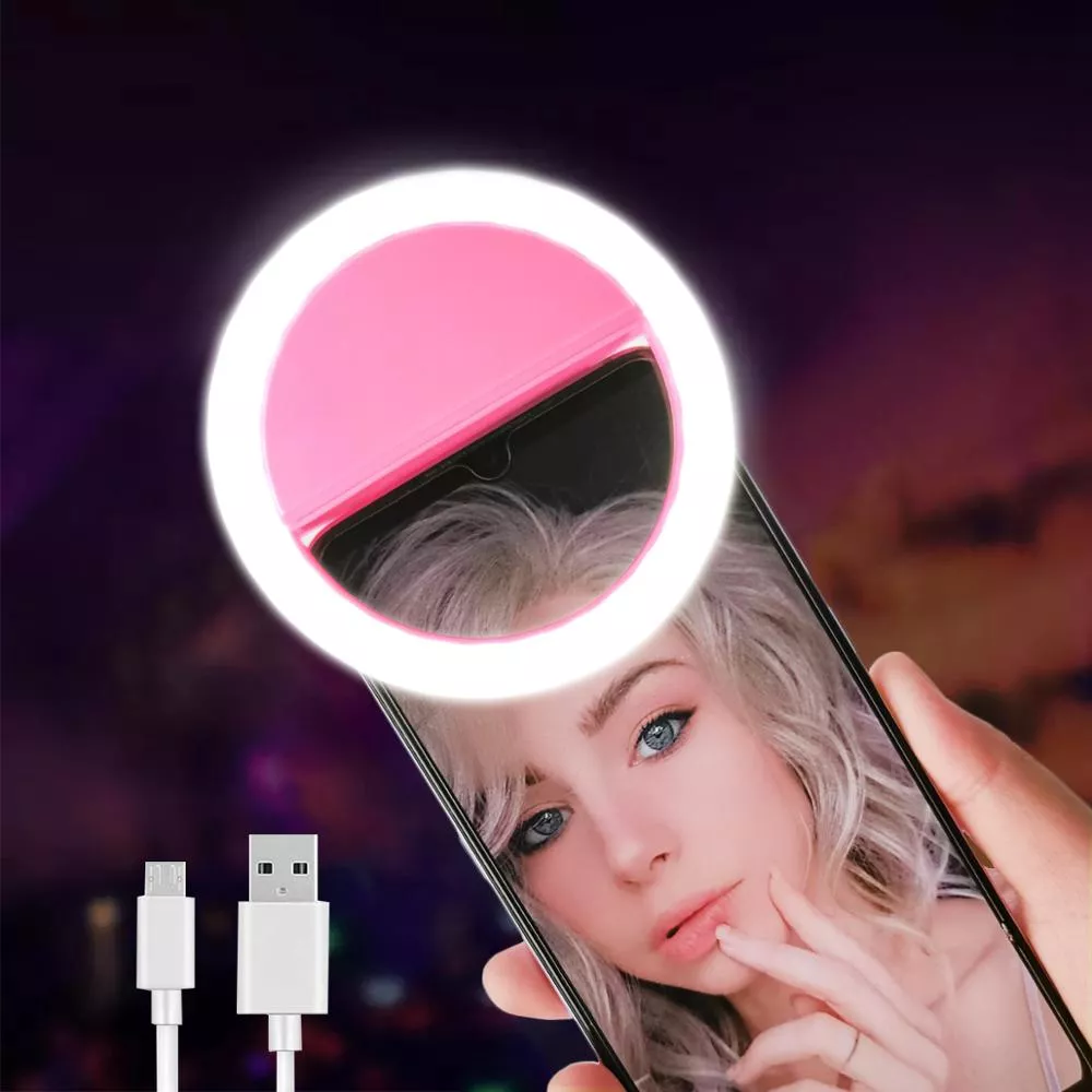 Selfie led anel luz novidade maquiagem iluminações led selfie lâmpada telefones celulares foto luz da noite espelho led sinal de néon selfie anel 1
