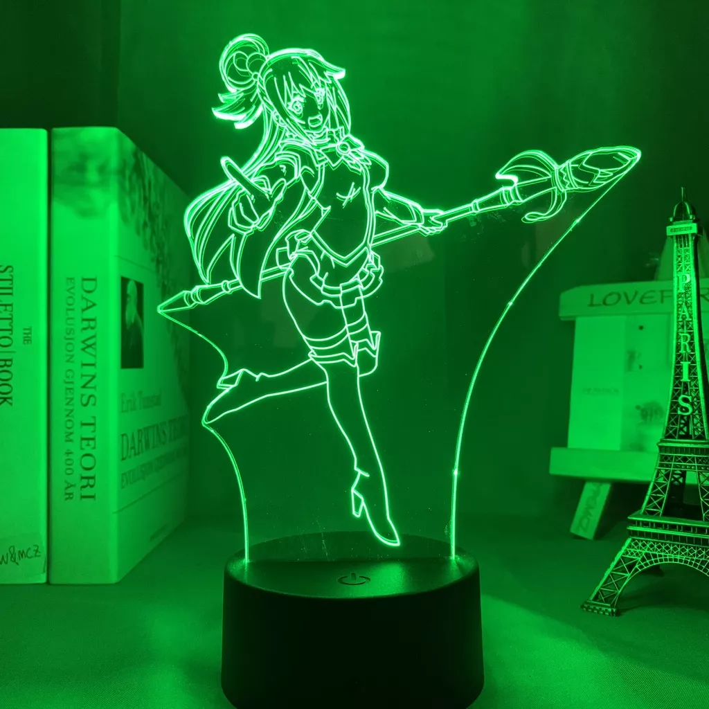 1976382641 Luminária Konosuba Aqua Anime led para decoração, lâmpada noturna para quarto, led, presente de aniversário, novo, konosuba