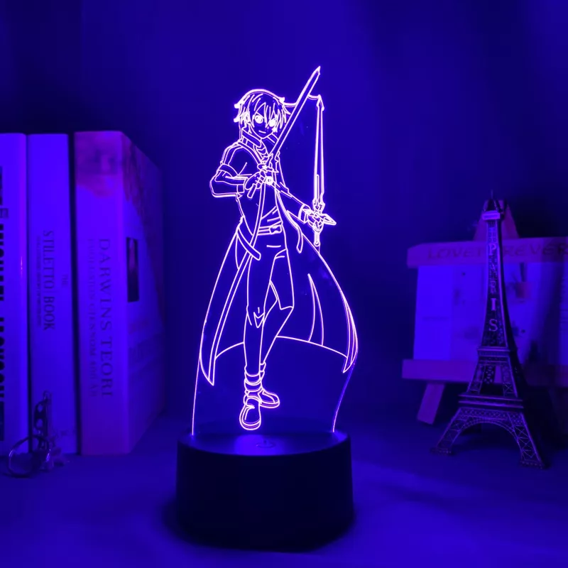 1991611747 Luminária Sword Art Online Anime led para noite, anime, arte online, kirito, decoração para quarto, presente, colorido, luz de noite, mangá, lâmpada 3d, kazuto, kirisaya