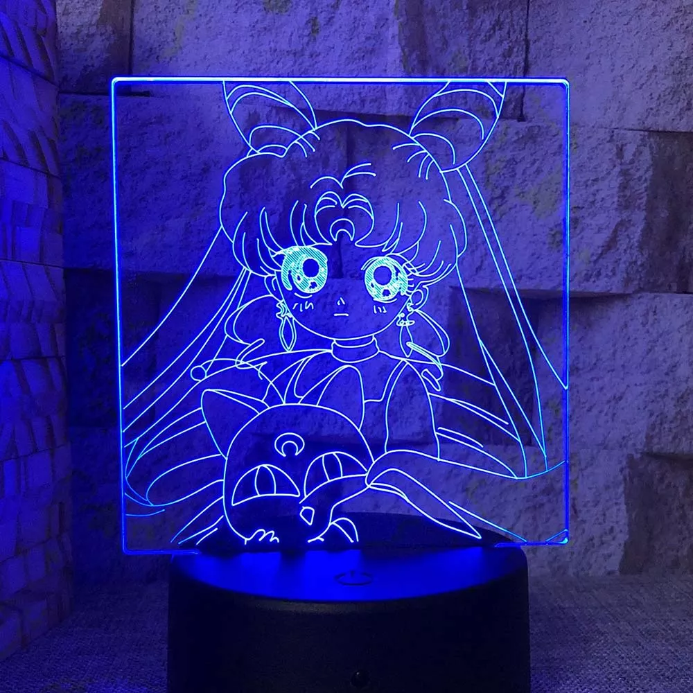 Luminária Sailor Moon Anime Tsukino usagi pequena senhora serenidade chiba mamoru figura noite luz da lâmpada anime acrílico chibiusa hino rei nightlight lava lâmpada 3