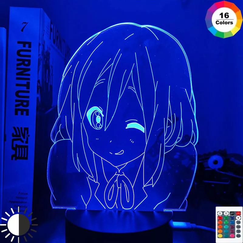 Luminária Anime K-On 3d lâmpada yui hirasawa para o quarto luz da noite decorativa criança presente de aniversário crianças decoração do quarto manga k na luz led 1