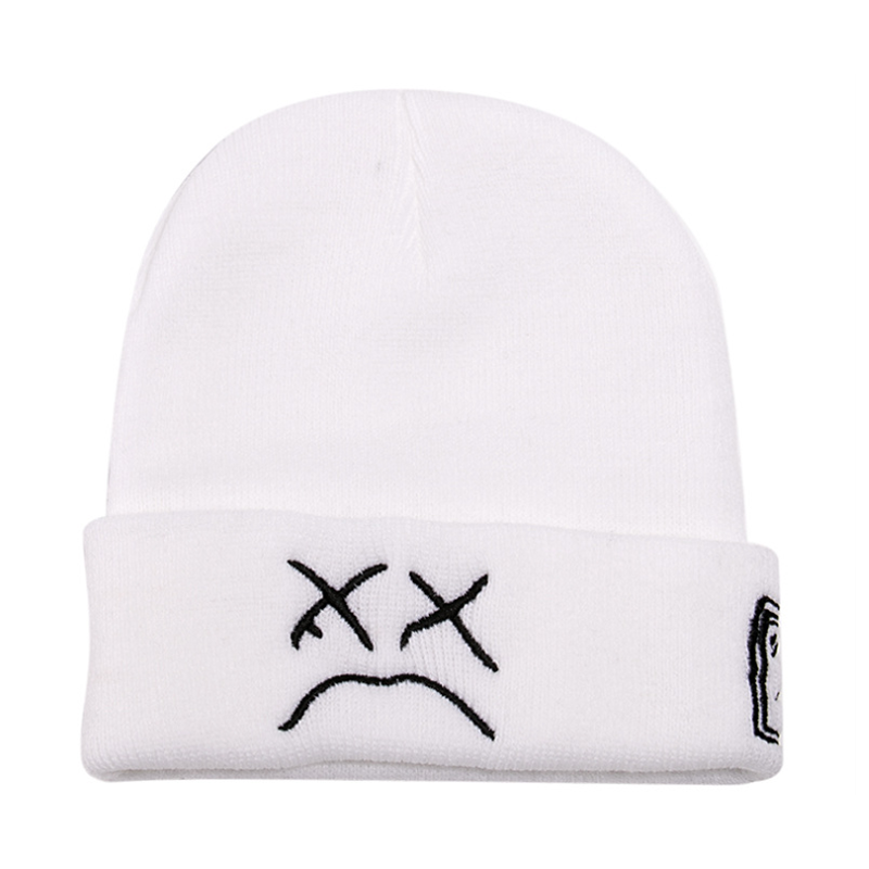 Novo gorro bordado lil peep branco e preto., boné de malha tricotada masculino e feminino de hip hop quente para outono e inverno. 2