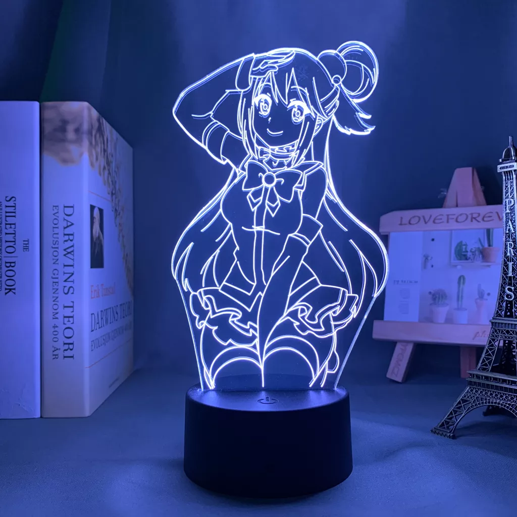 2059580774 Luminária Konosuba Anime aqua luz noturna, para decoração de quarto, para crianças, presente de dia das bruxas, mesa de sala, acrílico