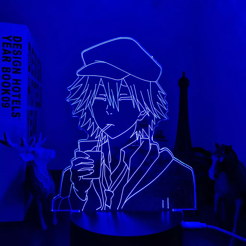 2062242640 Luminária Bungo Stray Dogs Anime Bandeja de led para decoração de quarto, candeeiro de mesa 3d para decoração de quarto e presente de aniversário