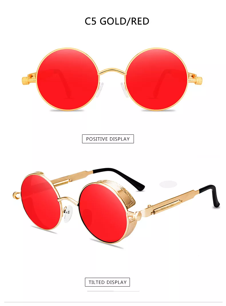 206971063 Óculos metal steampunk óculos de sol moda masculina óculos redondos design da marca do vintage óculos de sol de alta qualidade