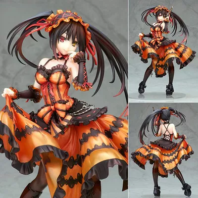 Action Figure Date a Live Anime japonês figura sexy pesadelo tokisaki kurumi com arma modelo coleção presente crianças estatueta boneca 24cm 1